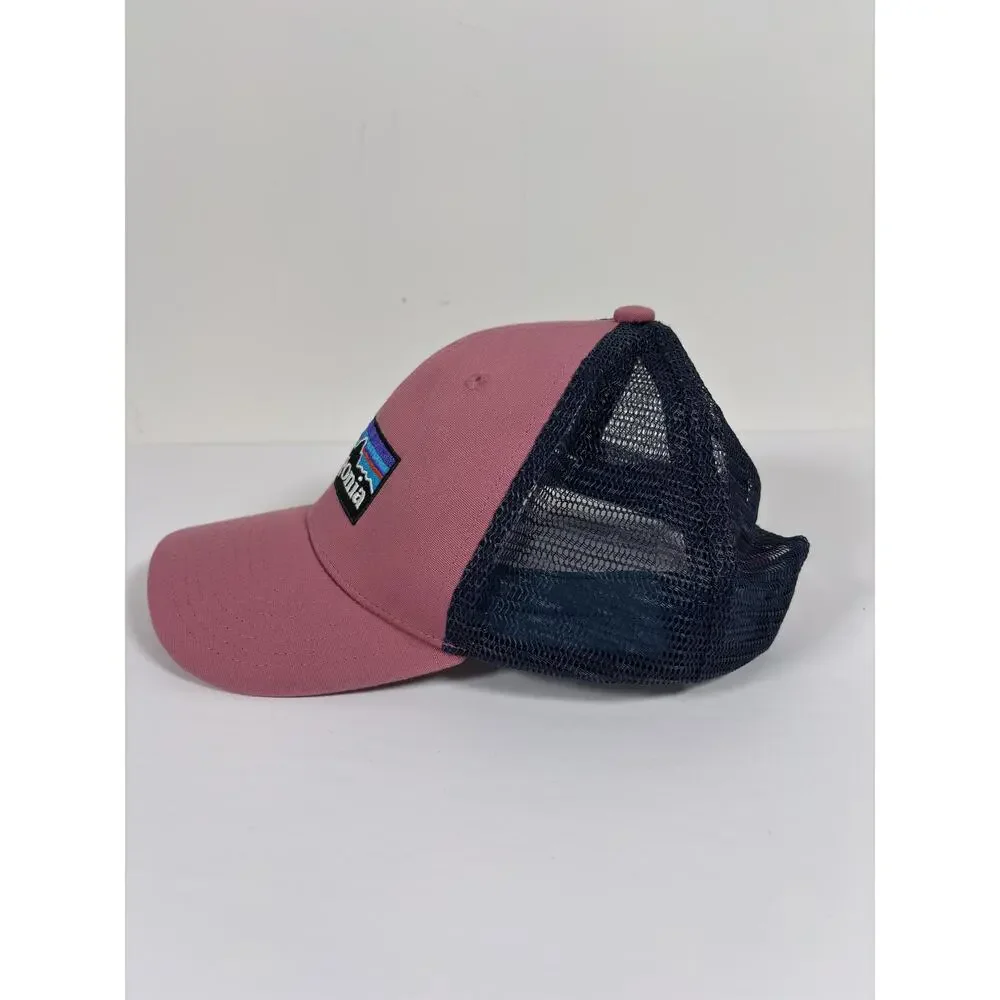 Patagonia P-6 Logo Trucker Hat Pink Navy Blue Mesh Back Snapback Patch